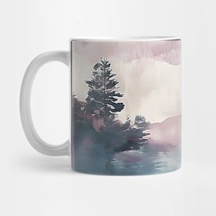 Pastel Colors Painting Of Mountain Trees With Purple Clouds Mug